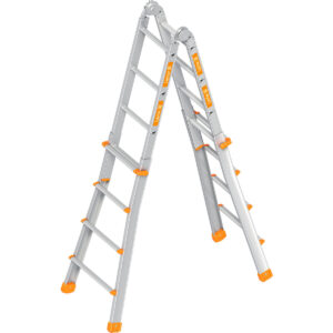 Layher Teleskopleiter TOPIC 4x4 Sprossen; Aluminiumleiter klappbar und universell einsetzbar, Länge 4.16 m