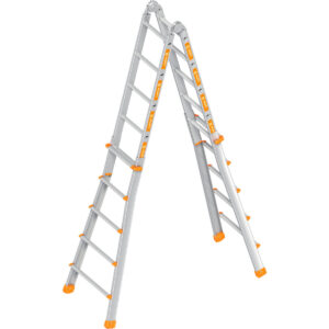 Layher Teleskopleiter TOPIC 4x5 Sprossen; Aluminiumleiter klappbar und universell einsetzbar, Länge 5.27 m