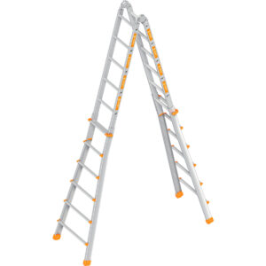 Layher Teleskopleiter TOPIC 4x6 Sprossen; Aluminiumleiter klappbar und universell einsetzbar, Länge 6.42 m