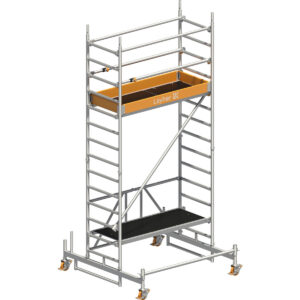 Layher Zifa P2 mit Uni Telegeländer und Fahrbalken - 0,75x1,80 m Arbeitshöhe 4,76 m
