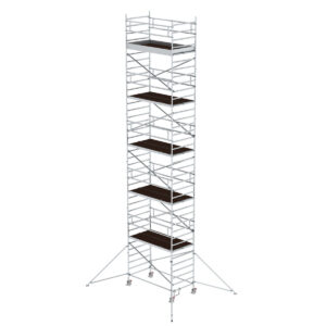 Günzburger Steigtechnik Rollgerüst 1,35 x 2,45 m mit Ausleger & Doppel-Plattform Plattformhöhe 10,35 m