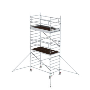 Günzburger Steigtechnik Rollgerüst 1,35 x 2,45 m mit Ausleger & Doppel-Plattform Plattformhöhe 4,47 m