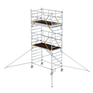 Günzburger Steigtechnik Rollgerüst SG 1,35 x 2,45 m mit Ausleger & Doppel-Plattform Plattformhöhe 4,47 m