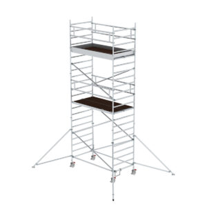 Günzburger Steigtechnik Rollgerüst 1,35 x 2,45 m mit Ausleger & Doppel-Plattform Plattformhöhe 5,59 m