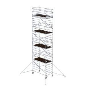 Günzburger Steigtechnik Rollgerüst 1,35 x 2,45 m mit Ausleger & Doppel-Plattform Plattformhöhe 8,39 m