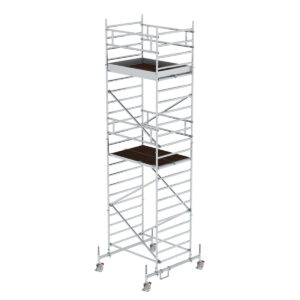 Günzburger Steigtechnik Rollgerüst 1,35 x 1,80 m mit Fahrbalken & Doppel-Plattform Plattformhöhe 5,78 m