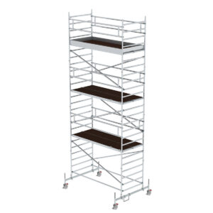 Günzburger Steigtechnik Rollgerüst 1,35 x 3,0 m mit Fahrbalken & Doppel-Plattform Plattformhöhe 6,62 m