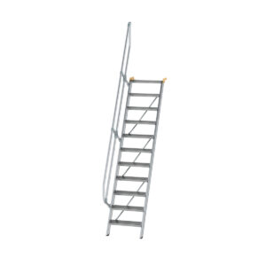 Günzburger Steigtechnik Treppe 60° Stufenbreite 600 mm 11 Stufen Aluminium geriffelt