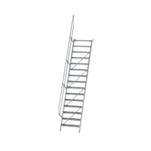 Günzburger Steigtechnik Treppe 60° Stufenbreite 800 mm 15 Stufen Aluminium geriffelt