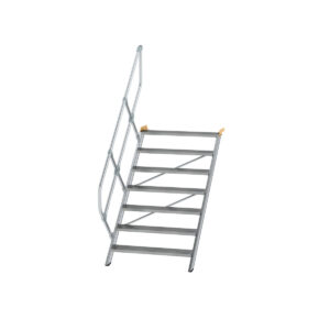 Günzburger Steigtechnik Treppe 45° Stufenbreite 1000 mm 7 Stufen Aluminium geriffelt