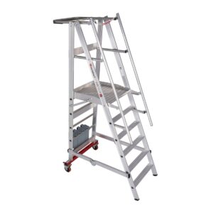 Euroline Alu-Podestleiter, fahr- und klappbar Nr. 32778, 80 kg Ballast 1x6
