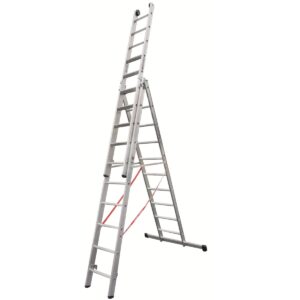 Euroline Alu-Stufen-Mehrzweckleiter 3-teilig 3x10 mit Stufen-Aufsteckteil Vielzweckleiter