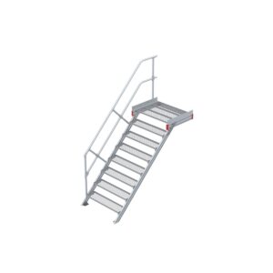 Euroline Podesttreppe 45 Grad, 1000 mm Stufenbreite 1 Treppen-/Podestgeländer, Stufenausführung Stahl - Gitterrost 8 Stufen