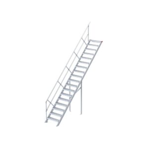 Euroline Treppe 45 Grad, 600 mm Stufenbreite, 1 Handlauf, Stufenausführung Alu – gerieft 18 Stufen