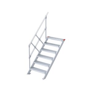 Euroline Treppe 45 Grad, 600 mm Stufenbreite, 1 Handlauf,  Stufenausführung Alu – gerieft 6 Stufen