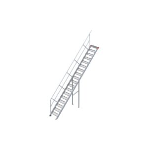 Euroline Treppe 45 Grad, 600 mm Stufenbreite, 1 Handlauf, Stufenausführung Stahl - Gitterrost 18 Stufen