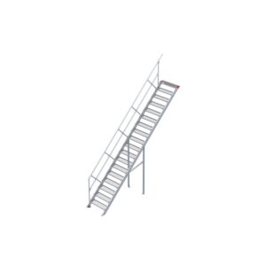 Euroline Treppe 45 Grad, 800 mm Stufenbreite, 1 Handlauf, Stufenausführung Stahl - Gitterrost 18 Stufen