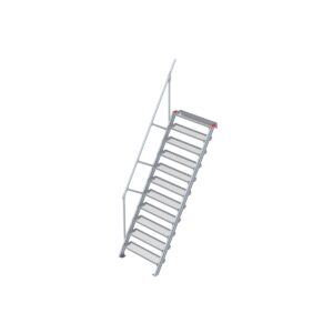 Euroline Treppe 60 Grad, 1000 mm Stufenbreite, 1 Handlauf, Stufenausführung Stahl - Gitterrost 11 Stufen