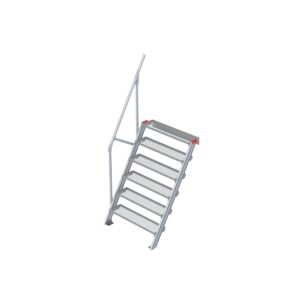 Euroline Treppe 60 Grad, 1000 mm Stufenbreite, 1 Handlauf, Stufenausführung Stahl - Gitterrost 6 Stufen