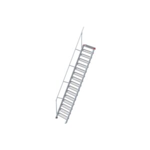 Euroline Treppe 60 Grad, 800 mm Stufenbreite, 1 Handlauf, Stufenausführung Stahl - Gitterrost 16 Stufen