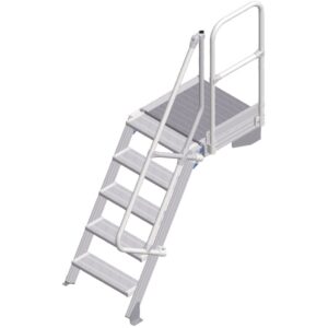 ZARGES LM-Treppe mit Plattform 60° 5 Stufen, 600 mm breit, Höhe 1,25 m