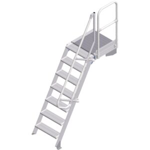 ZARGES LM-Treppe mit Plattform 60° 7 Stufen, 600 mm breit, Höhe 1,75 m