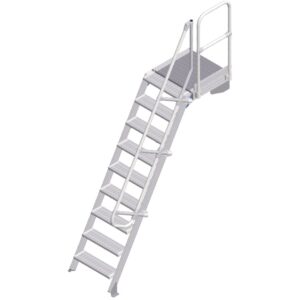 Das richtige Gewächshaus - problemlos und komfortabel 12 ZARGES LM-Treppe mit Plattform 60° 9 Stufen, 600 mm breit, Höhe 2,25 m