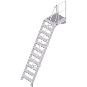 ZARGES LM-Treppe mit Plattform 60° 11 Stufen, 600 mm breit, Höhe 2,75 m