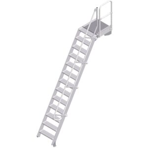 ZARGES LM-Treppe mit Plattform 60° 13 Stufen, 600 mm breit, Höhe 3,25 m