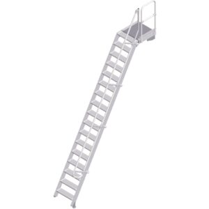ZARGES LM-Treppe mit Plattform 60° 17 Stufen, 600 mm breit, Höhe 4,25 m