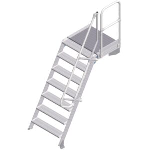 ZARGES LM-Treppe mit Plattform 60° 7 Stufen, 800 mm breit, Höhe 1,75 m