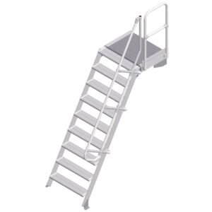 ZARGES LM-Treppe mit Plattform 60° 9 Stufen, 800 mm breit, Höhe 2,25 m