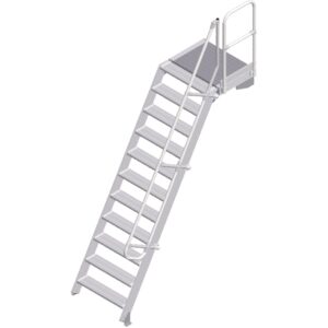 ZARGES LM-Treppe mit Plattform 60° 11 Stufen, 800 mm breit, Höhe 2,75 m