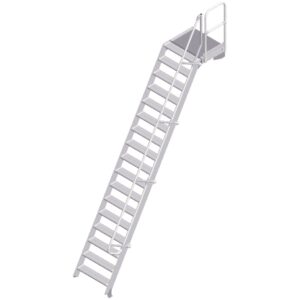 ZARGES LM-Treppe mit Plattform 60° 17 Stufen, 800 mm breit, Höhe 4,25 m