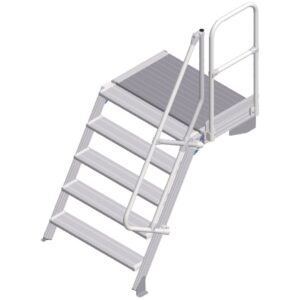 ZARGES LM-Treppe mit Plattform 60° 5 Stufen, 1000 mm breit, Höhe 1,25 m