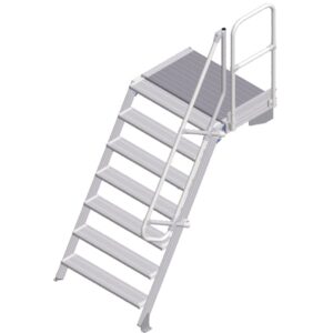 ZARGES LM-Treppe mit Plattform 60° 7 Stufen, 1000 mm breit, Höhe 1,75 m