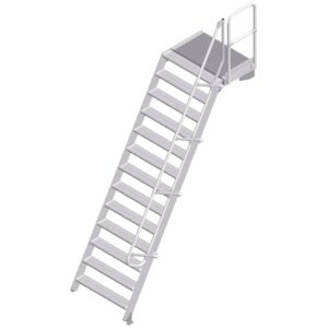ZARGES LM-Treppe mit Plattform 60° 13 Stufen, 1000 mm breit, Höhe 3,25 m