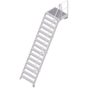 ZARGES LM-Treppe mit Plattform 60° 15 Stufen, 1000 mm breit, Höhe 3,75 m