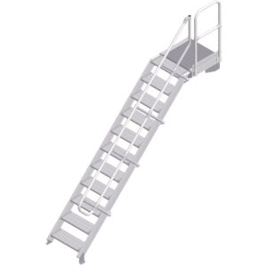ZARGES LM-Treppe mit Plattform 45° 11 Stufen, 600 mm breit, Höhe 2,36 m
