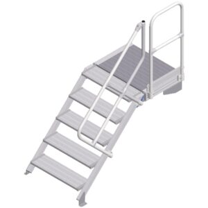 ZARGES LM-Treppe mit Plattform 45° 5 Stufen, 800 mm breit, Höhe 1,07 m