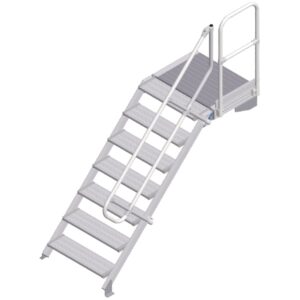 ZARGES LM-Treppe mit Plattform 45° 7 Stufen, 800 mm breit, Höhe 1,50 m