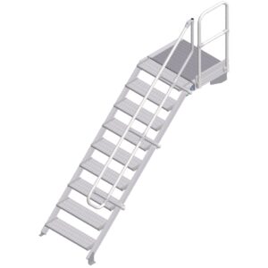 ZARGES LM-Treppe mit Plattform 45° 9 Stufen, 800 mm breit, Höhe 1,93 m
