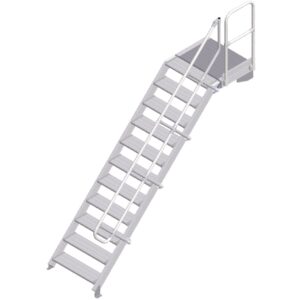 ZARGES LM-Treppe mit Plattform 45° 11 Stufen, 800 mm breit, Höhe 2,36 m
