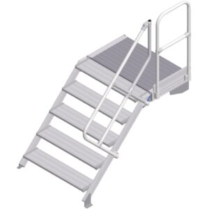 ZARGES LM-Treppe mit Plattform 45° 5 Stufen, 1000 mm breit, Höhe 1,07 m