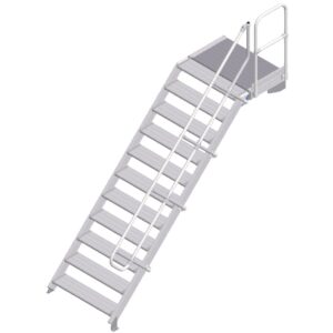 ZARGES LM-Treppe mit Plattform 45° 11 Stufen, 1000 mm breit, Höhe 2,36 m