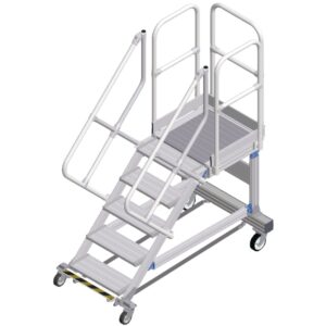 ZARGES Plattformtreppe Ergo Stop 45° 5 Stufen, 600 mm breit, Höhe 1,07 m