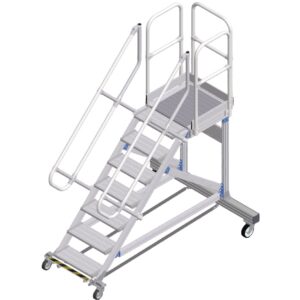 ZARGES Plattformtreppe Ergo Stop 45° 7 Stufen, 600 mm breit, Höhe 1,50 m