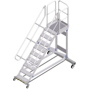ZARGES Plattformtreppe Ergo Stop 45° 9 Stufen, 600 mm breit, Höhe 1,93 m