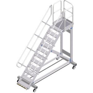 ZARGES Plattformtreppe Ergo Stop 45° 11 Stufen, 600 mm breit, Höhe 2,36 m
