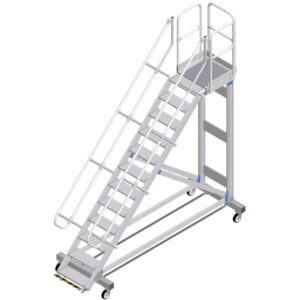 ZARGES Plattformtreppe Ergo Stop 45° 12 Stufen, 600 mm breit, Höhe 2,79 m